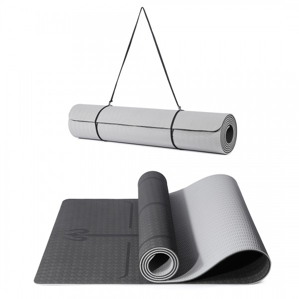 Kono TPE Non-slip Classic Yoga Mat - Black And Grey